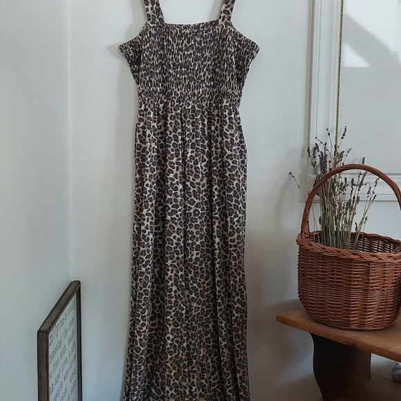 Zenana Leopard Wide Leg Jumpsuit Plus in Brown - Picture 2 of 7